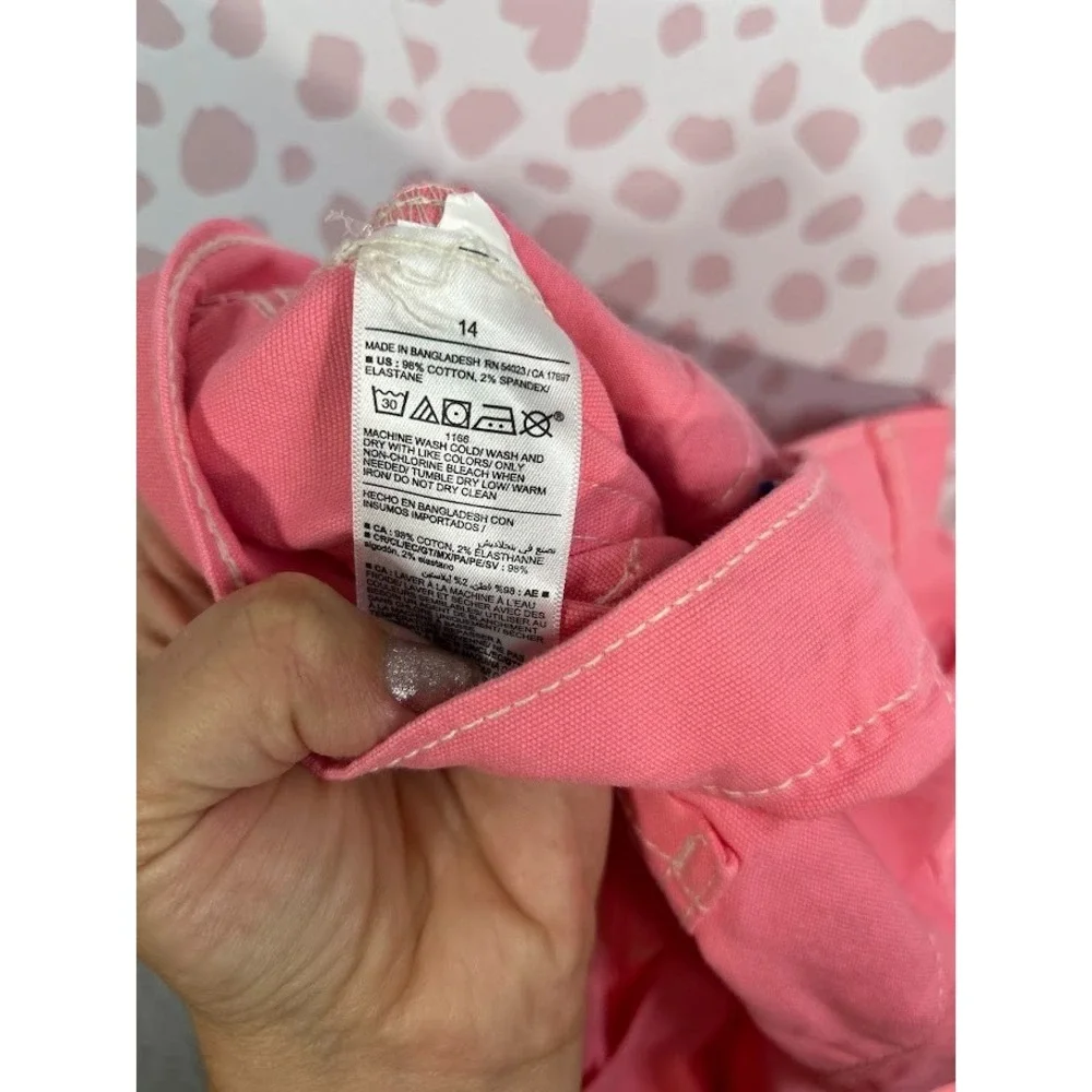 Old Navy Girls Pink Carpenter Pants High Waisted Utility Canvas‎ Size 14 NWT